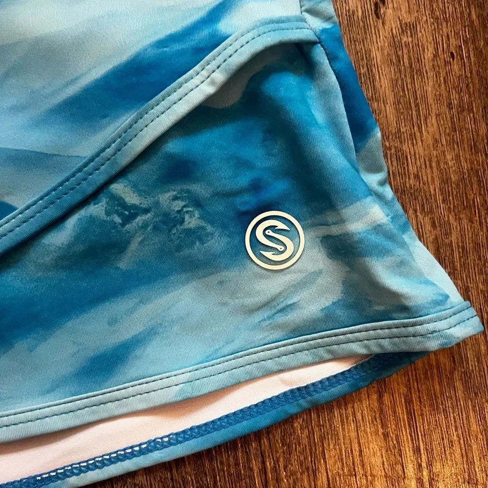 NWT Scales Blue Marble Women's Iconic Skort/Skirt Color Aqua Size Large Athletic